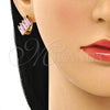 Argolla Huggie 02.210.0594.2.15 Oro Laminado, Diseño de Baguette, con Rosado Zirconia Cubica, Pulido, Tono Dorado