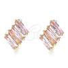Argolla Huggie 02.210.0594.2.15 Oro Laminado, Diseño de Baguette, con Rosado Zirconia Cubica, Pulido, Tono Dorado