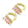 Argolla Huggie 02.210.0594.2.15 Oro Laminado, Diseño de Baguette, con Rosado Zirconia Cubica, Pulido, Tono Dorado