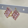 Argolla Huggie 02.210.0594.2.15 Oro Laminado, Diseño de Baguette, con Rosado Zirconia Cubica, Pulido, Tono Dorado