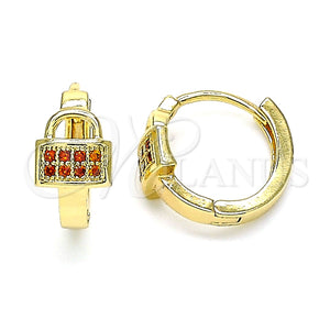 Argolla Huggie 02.210.0595.1.12 Oro Laminado, Diseño de Candado, con Granate Micro Pave, Pulido, Tono Dorado