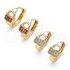 Argolla Huggie 02.210.0595.1.12 Oro Laminado, Diseño de Candado, con Granate Micro Pave, Pulido, Tono Dorado
