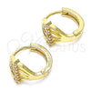 Argolla Huggie 02.210.0597.1.12 Oro Laminado, con Rosado Zirconia Cubica, Pulido, Tono Dorado