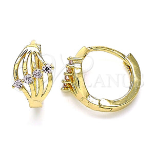Argolla Huggie 02.210.0597.1.12 Oro Laminado, con Rosado Zirconia Cubica, Pulido, Tono Dorado