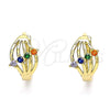 Argolla Huggie 02.210.0597.3.12 Oro Laminado, con Multicolor Zirconia Cubica, Pulido, Tono Dorado