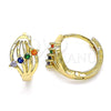 Argolla Huggie 02.210.0597.3.12 Oro Laminado, con Multicolor Zirconia Cubica, Pulido, Tono Dorado