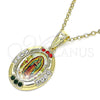 Dije Religioso 05.253.0149 Oro Laminado, Diseño de Guadalupe, con Multicolor Cristal, Pulido, Tono Dorado