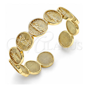 Aro Individual 07.253.0019 Oro Laminado, Diseño de San Judas, Pulido, Tono Dorado (Grosor 14 MM, Talla Unica)