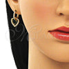Arete Colgante 02.65.2660.4 Oro Laminado, Diseño de Corazón, con Verde Zirconia Cubica and Blanca Micro Pave, Pulido, Tono Dorado