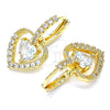 Arete Colgante 02.65.2660.7 Oro Laminado, Diseño de Corazón, con Blanca Zirconia Cubica and Blanca Micro Pave, Pulido, Tono Dorado