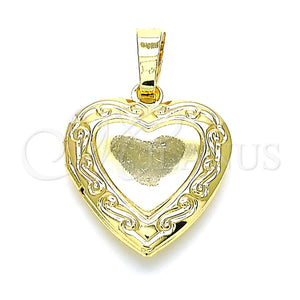 Dije Relicario 05.117.0001 Oro Laminado, Diseño de Corazón, Pulido, Tono Dorado