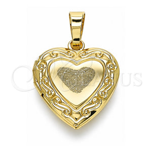Dije Relicario 05.117.0001 Oro Laminado, Diseño de Corazón, Pulido, Tono Dorado