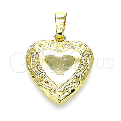 Dije Relicario 05.117.0001 Oro Laminado, Diseño de Corazón, Pulido, Tono Dorado