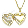Collares con Dije 04.117.0014.20 Oro Laminado, Diseño de Corazón y Flor, Pulido, Tono Dorado (02 MM Thickness, 20 Inches Length)