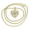 Collares con Dije 04.117.0014.20 Oro Laminado, Diseño de Corazón y Flor, Pulido, Tono Dorado (02 MM Thickness, 20 Inches Length)