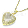 Dije Relicario 05.117.0003 Oro Laminado, Diseño de Corazón y Arco, Pulido, Tono Dorado