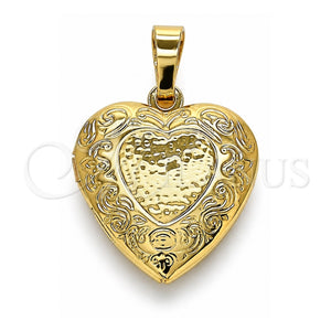 Dije Relicario 05.117.0004 Oro Laminado, Diseño de Corazón, Pulido, Tono Dorado