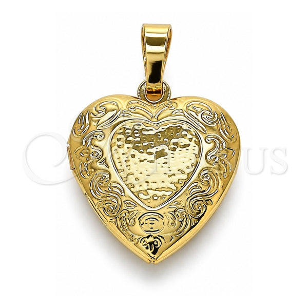 Dije Relicario 05.117.0004 Oro Laminado, Diseño de Corazón, Pulido, Tono Dorado