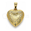 Dije Relicario 05.117.0004 Oro Laminado, Diseño de Corazón, Pulido, Tono Dorado
