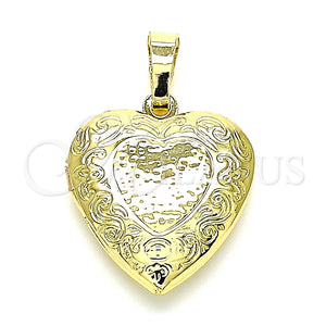 Dije Relicario 05.117.0004 Oro Laminado, Diseño de Corazón, Pulido, Tono Dorado