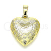 Dije Relicario 05.117.0004 Oro Laminado, Diseño de Corazón, Pulido, Tono Dorado