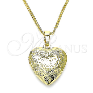 Collares con Dije 04.117.0016.20 Oro Laminado, Diseño de Corazón, Pulido, Tono Dorado (02 MM Thickness, 20 Inches Length)