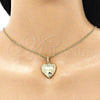 Dije Relicario 05.117.0005 Oro Laminado, Diseño de Corazón y Flor, Pulido, Tono Dorado