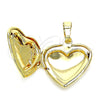 Dije Relicario 05.117.0005 Oro Laminado, Diseño de Corazón y Flor, Pulido, Tono Dorado