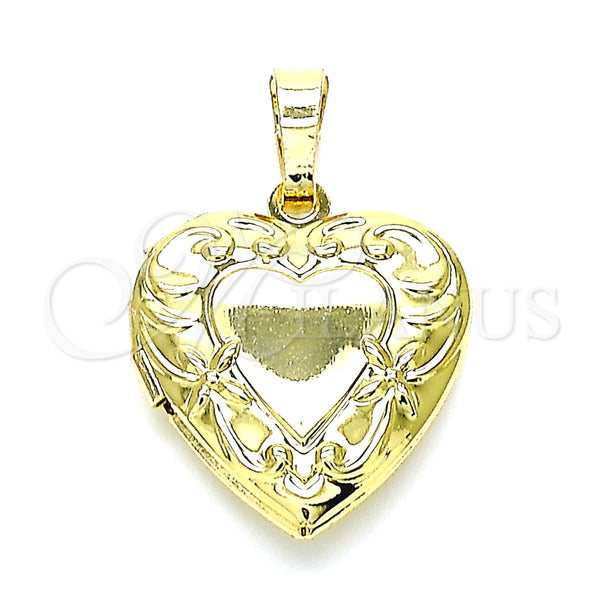 Dije Relicario 05.117.0005 Oro Laminado, Diseño de Corazón y Flor, Pulido, Tono Dorado