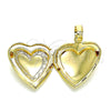 Dije Relicario 05.117.0006 Oro Laminado, Diseño de Corazón, Pulido, Tono Dorado