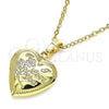 Dije Relicario 05.117.0008 Oro Laminado, Diseño de Corazón y Flor, Pulido, Tono Dorado