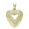 Dije Relicario 05.117.0009 Oro Laminado, Diseño de Corazón y Arco, Pulido, Tono Dorado