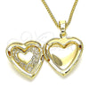 Collares con Dije 04.117.0020.20 Oro Laminado, Diseño de Corazón y Flor, Pulido, Tono Dorado (02 MM Thickness, 20 Inches Length)