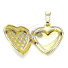 Dije Relicario 05.117.0011 Oro Laminado, Diseño de Corazón, Pulido, Tono Dorado