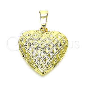 Dije Relicario 05.117.0011 Oro Laminado, Diseño de Corazón, Pulido, Tono Dorado