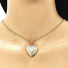 Collares con Dije 04.117.0021.20 Oro Laminado, Diseño de Corazón y Flor, Pulido, Tono Dorado (02 MM Thickness, 20 Inches Length)