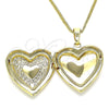 Collares con Dije 04.117.0021.20 Oro Laminado, Diseño de Corazón y Flor, Pulido, Tono Dorado (02 MM Thickness, 20 Inches Length)