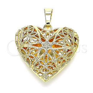 Dije Relicario 05.117.0014 Oro Laminado, Diseño de Corazón, Pulido, Tono Dorado
