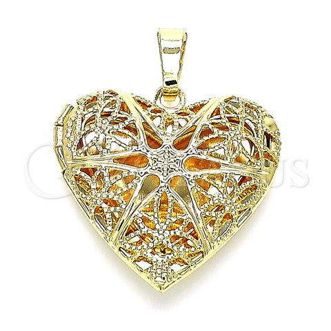 Dije Relicario 05.117.0014 Oro Laminado, Diseño de Corazón, Pulido, Tono Dorado