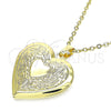 Dije Relicario 05.117.0015 Oro Laminado, Diseño de Corazón, Pulido, Tono Dorado