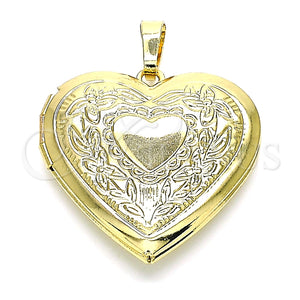 Dije Relicario 05.117.0015 Oro Laminado, Diseño de Corazón, Pulido, Tono Dorado