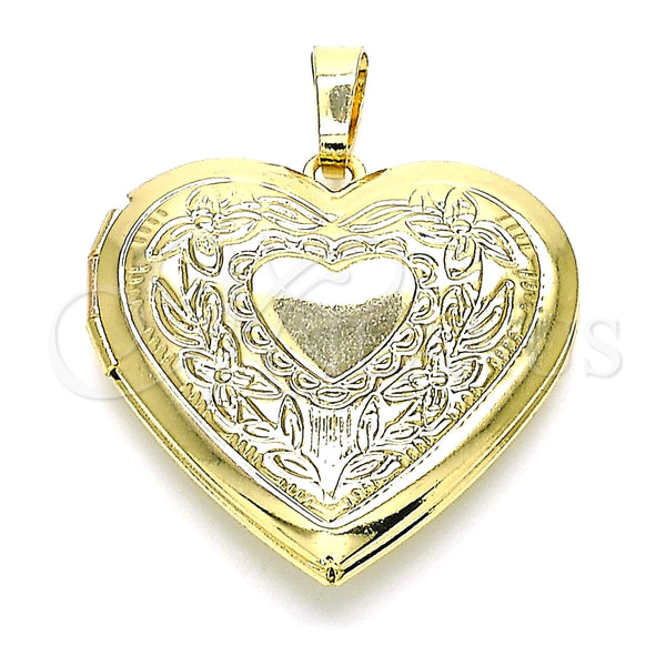 Dije Relicario 05.117.0015 Oro Laminado, Diseño de Corazón, Pulido, Tono Dorado