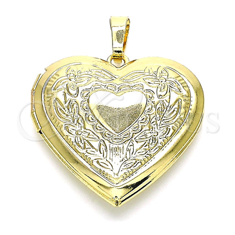 Dije Relicario 05.117.0015 Oro Laminado, Diseño de Corazón, Pulido, Tono Dorado