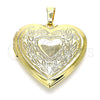 Dije Relicario 05.117.0015 Oro Laminado, Diseño de Corazón, Pulido, Tono Dorado