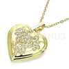 Dije Relicario 05.117.0016 Oro Laminado, Diseño de Corazón y Flor, Pulido, Tono Dorado