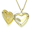 Collares con Dije 04.117.0024.20 Oro Laminado, Diseño de Corazón y Flor, Pulido, Tono Dorado (02 MM Thickness, 20 Inches Length)