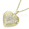 Dije Relicario 05.117.0018 Oro Laminado, Diseño de Corazón y Flor, Pulido, Tono Dorado
