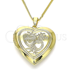 Collares con Dije 04.117.0027.20 Oro Laminado, Diseño de Corazón, Pulido, Tono Dorado (02 MM Thickness, 20 Inches Length)