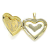 Dije Relicario 05.117.0020 Oro Laminado, Diseño de Corazón, Pulido, Tono Dorado