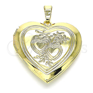 Dije Relicario 05.117.0020 Oro Laminado, Diseño de Corazón, Pulido, Tono Dorado
